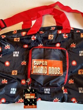 Nintendo Super Mario Bros. Black & Red Weekend Bag NWT
